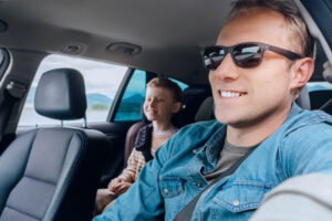 Photo of a person driving a car
