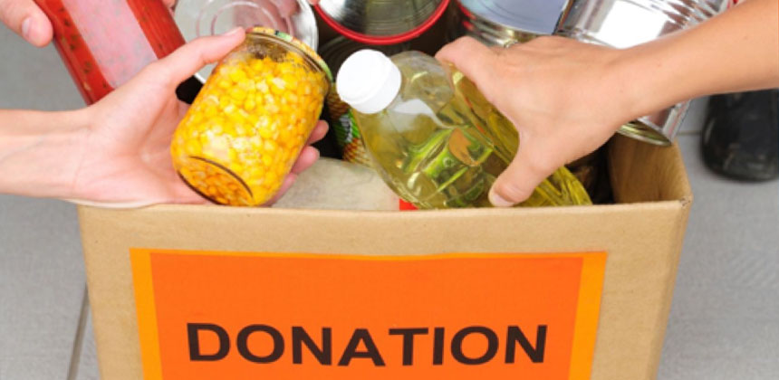 A photo showing food donations at Cupboard of Kindness