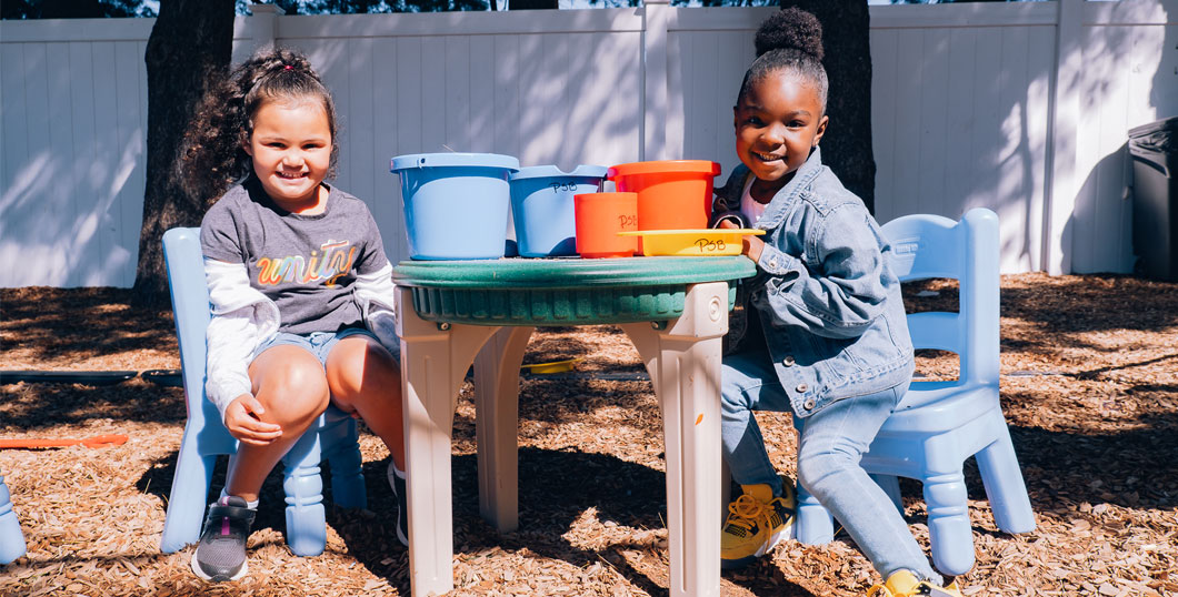 Photo of two girls from the Westfield Child Center
