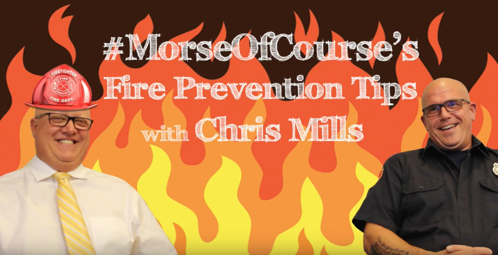 A photo showing flames with text overlay about Fire Protection Tips from Morse